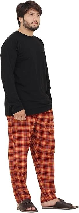 Mens Checked Pyjama Set Lounge Top Pants PJs Pajamas Nightwear UK S-3XL