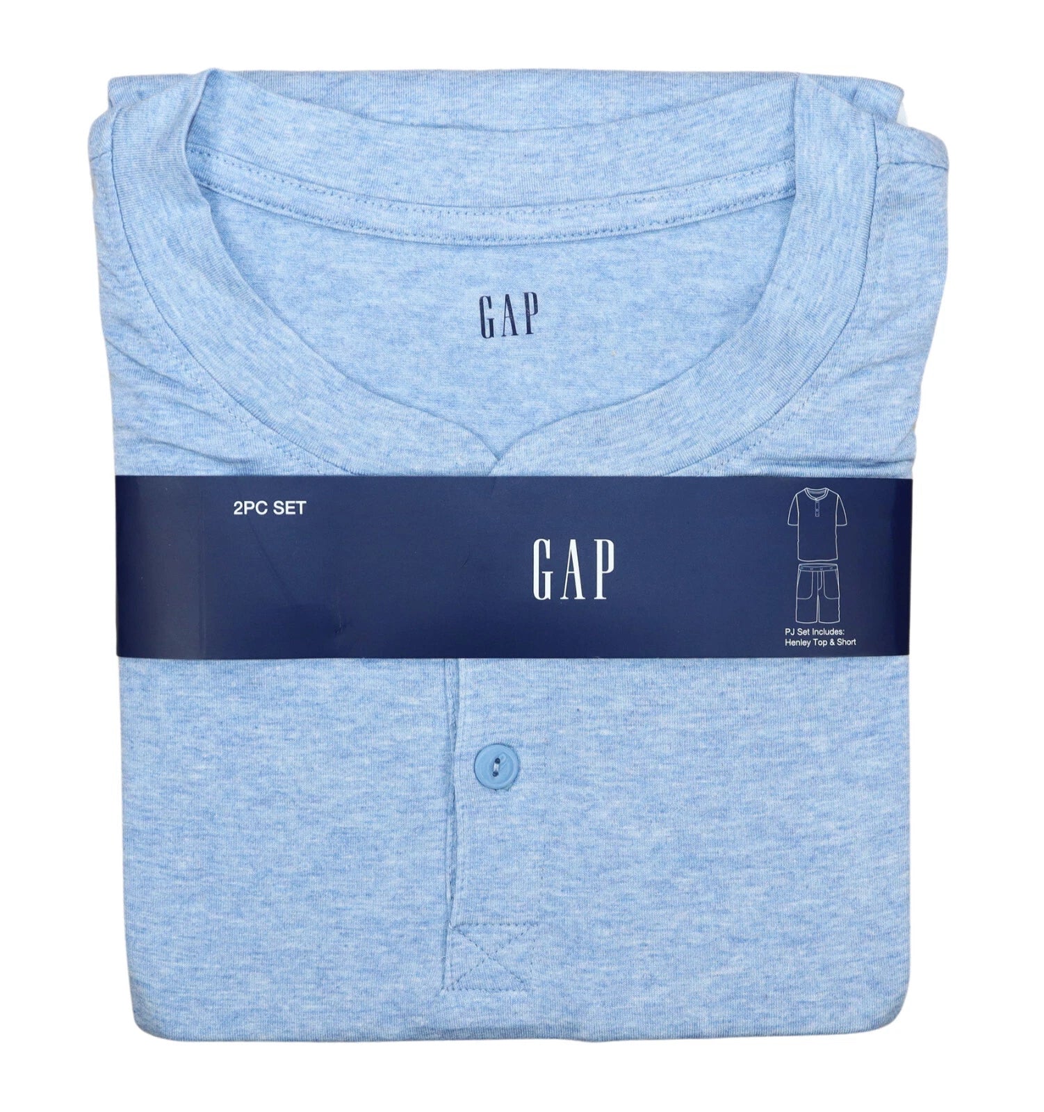 Gap Short Sleeve Henley Top & Shorts Solid Color Men's 2-Piece Pajama Set NWT