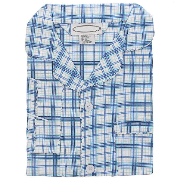 Men's Cotton Blend Button Up 2 Piece Sleepwear Pajama Set