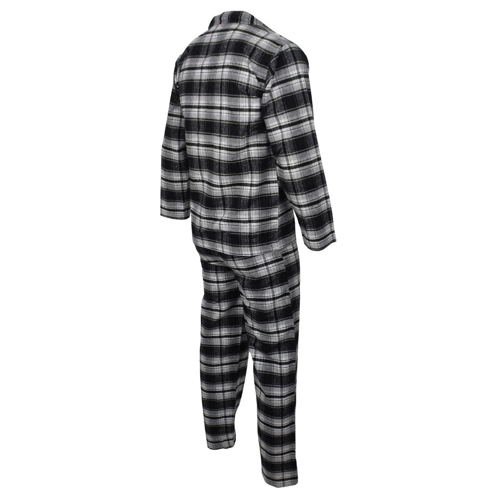 Mens Pyjamas Flannel Brushed Cotton Check Stripe Pyjama Set PJS Sizes S  2XL 3XL