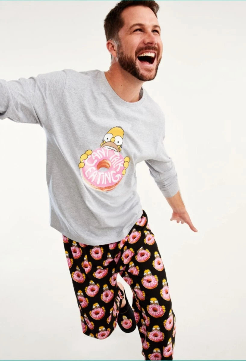 Men's Simpsons PJ Pyjama M L XL Long Sleeve Cuffed Ankle