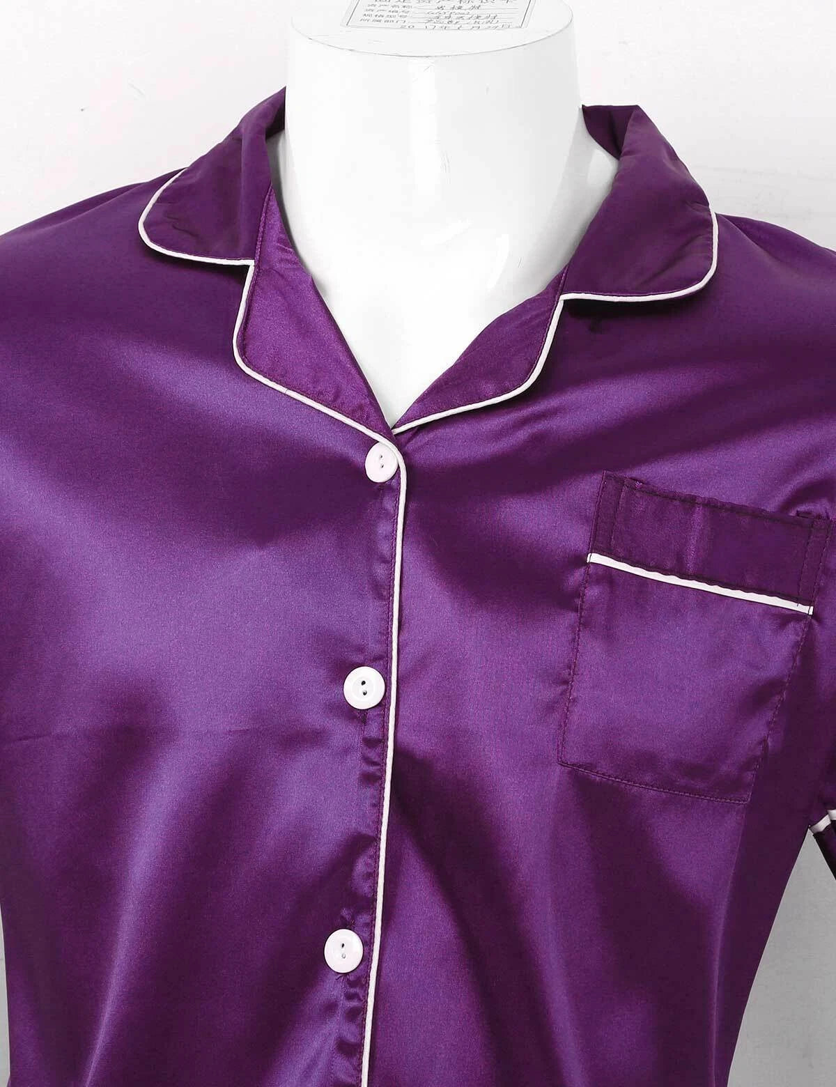 Men Silk Satin Pajamas Set Shirt Top Shorts Pants Long Robe Sleepwear Nightwear