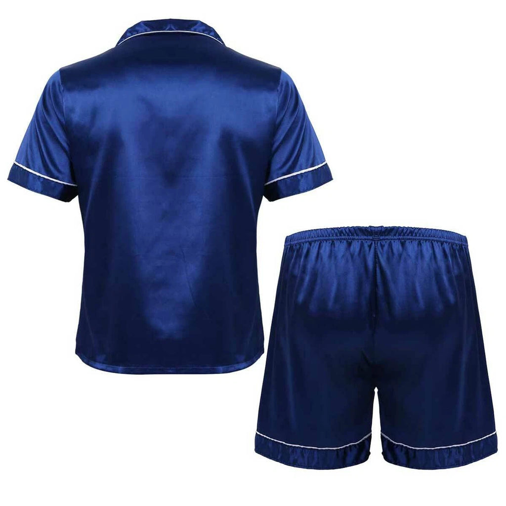 Men's Pajamas Set Soft Satin Homewear Ice Silk Bathrobes Sleepwear Nightwear