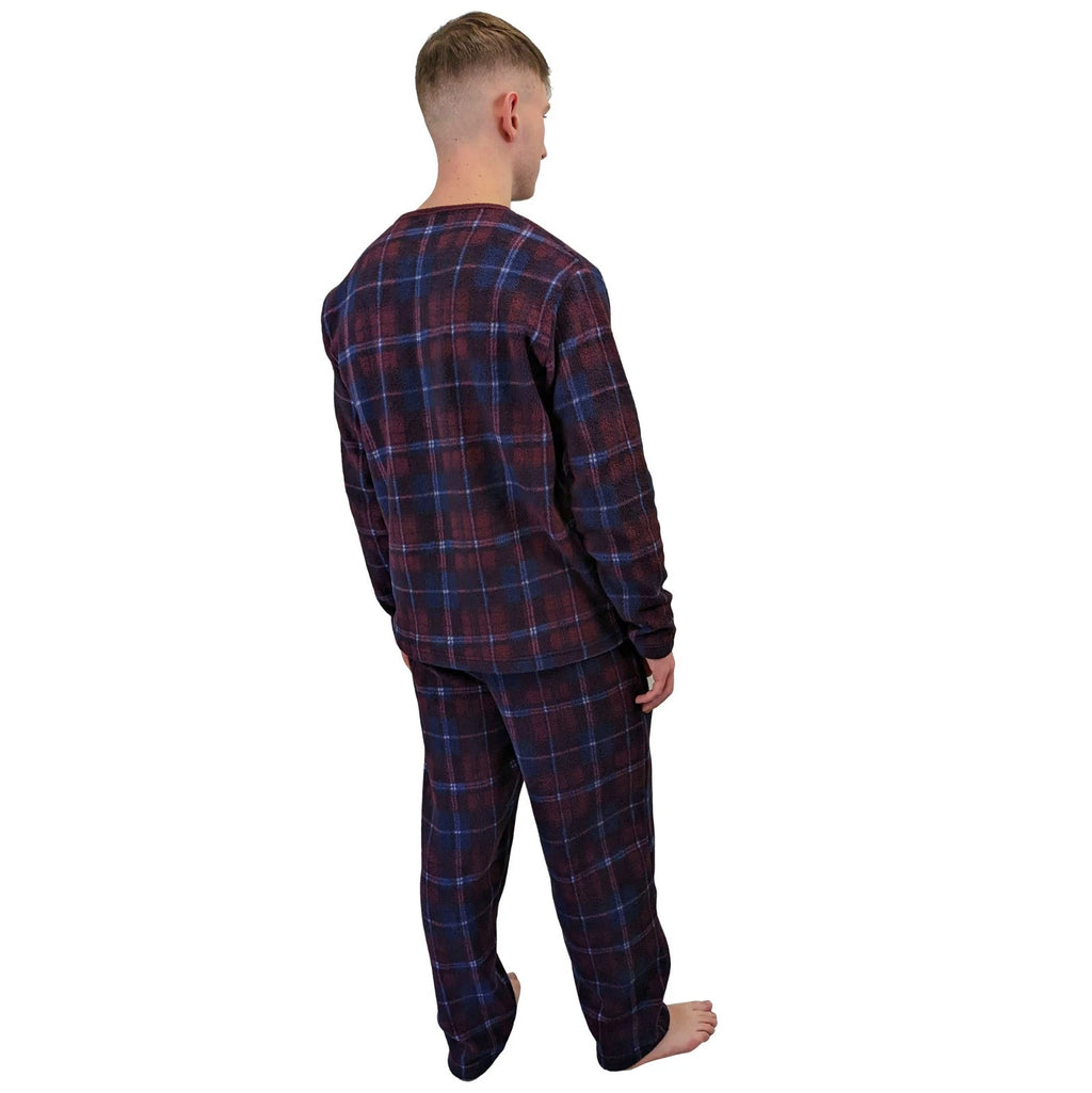 Mens Fleece Warm Soft Pyjamas Striped PJ Set Nightwear Nightsuit Pyjama S-4XL