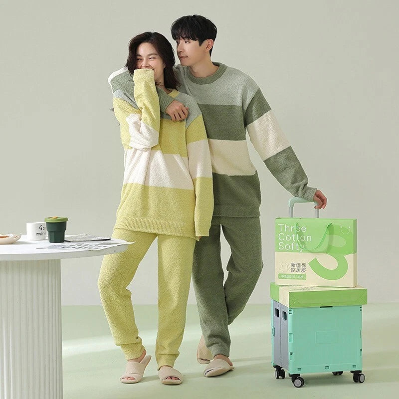 Men's Women Sleepwear Couples Sport Outdoor Warm Winter Comfortable Pajamas Set
