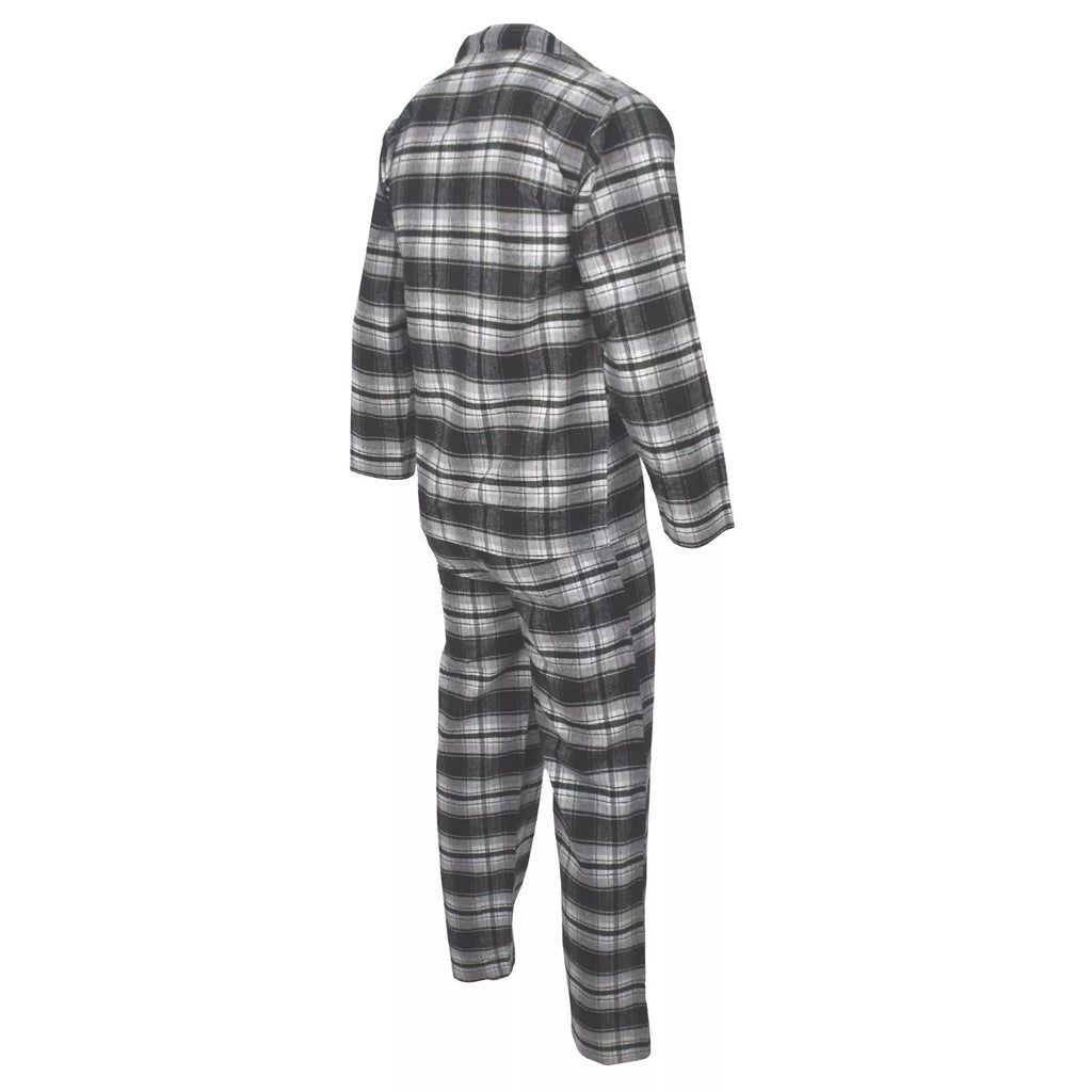 Mens Pyjamas Flannel Brushed Cotton Check Stripe Pyjama Set PJS Sizes S  2XL 3XL