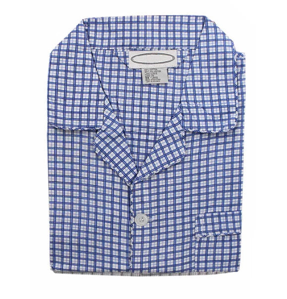 Men's Cotton Blend Button Up 2 Piece Sleepwear Pajama Set