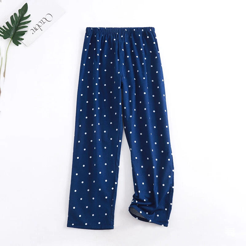 Men's Pajamas Set 100% Cotton Sleepwear Long Sleeve Button Top Pants Nightwear