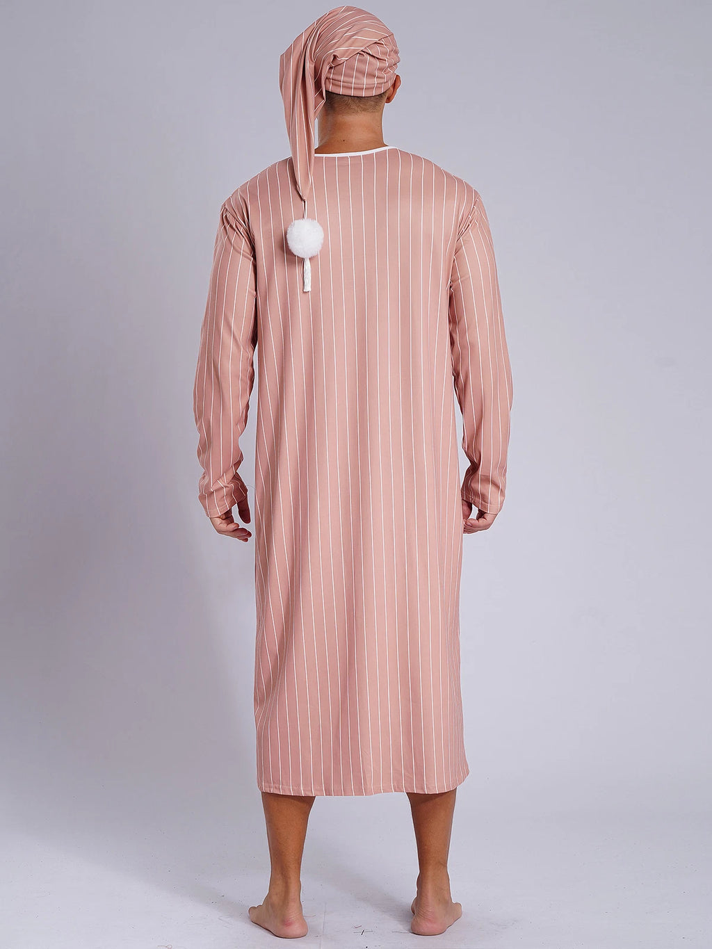 Mens Nightwear Halloween Nightgowns Plaid Pajamas Pompom Loungewear Nightshirt