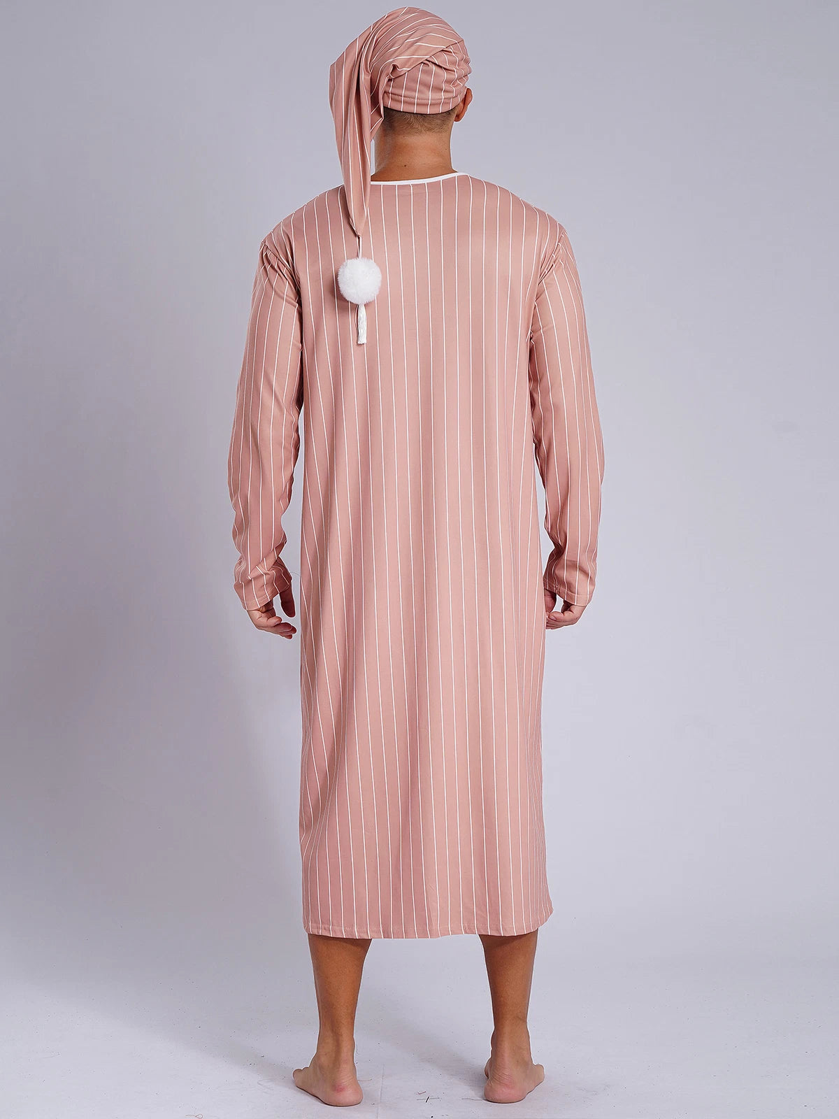 Mens Nightwear Halloween Nightgowns Plaid Pajamas Pompom Loungewear Nightshirt