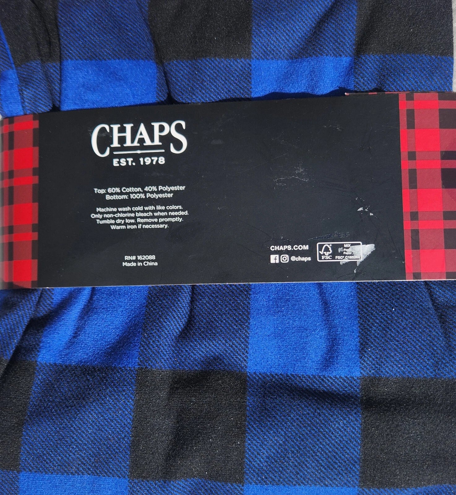 NEW MEN'S CHAPS PAJAMA SET RED BLACK BLUE GRAY DRAWSTRING 2 POCKETS