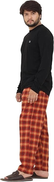 Mens Checked Pyjama Set Lounge Top Pants PJs Pajamas Nightwear UK S-3XL