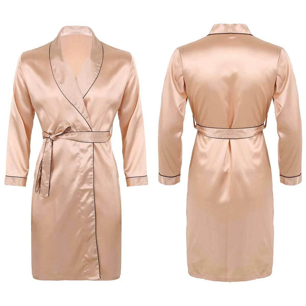 Men's Pajamas Set Soft Satin Homewear Ice Silk Bathrobes Sleepwear Nightwear