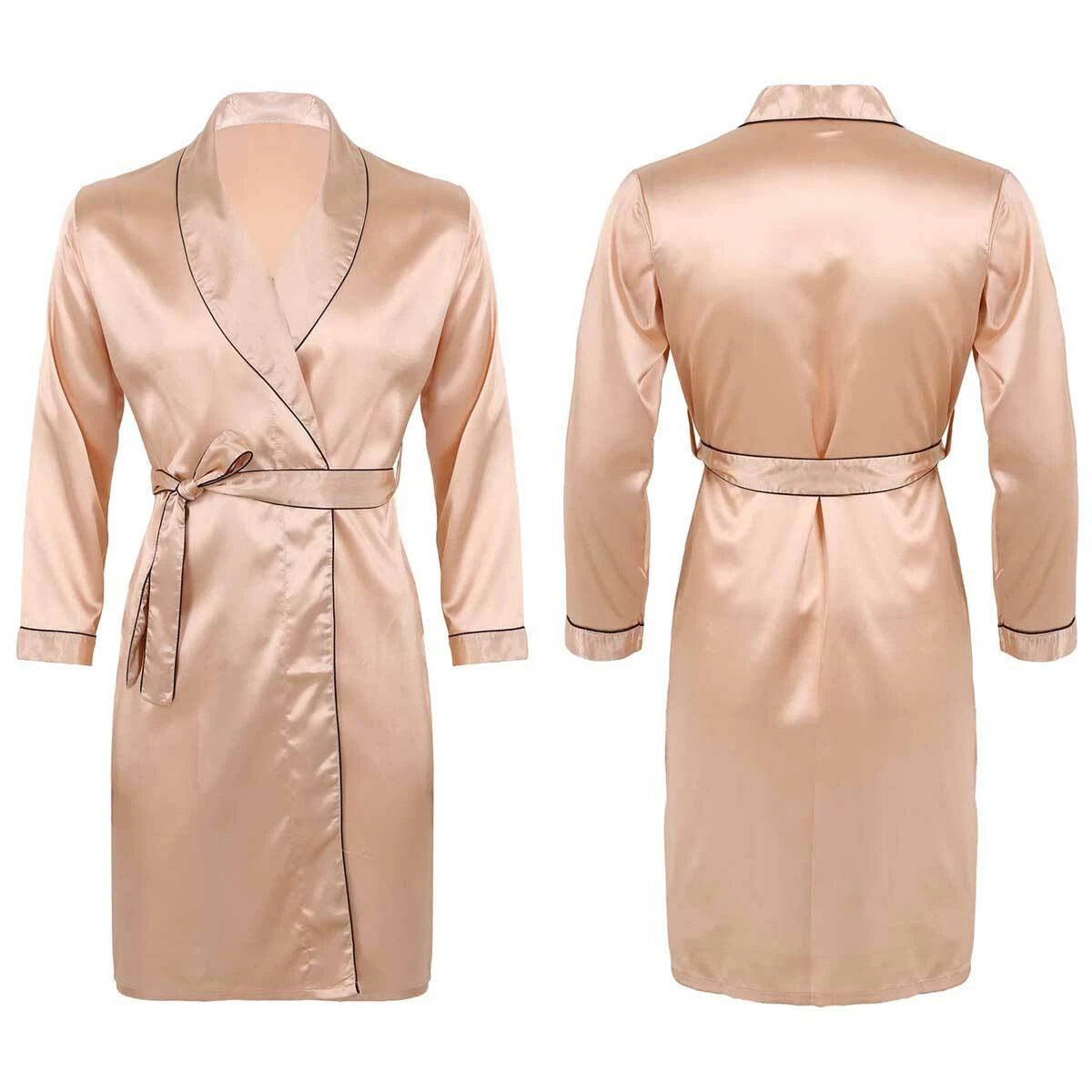 Men's Pajamas Set Soft Satin Homewear Ice Silk Bathrobes Sleepwear Nightwear