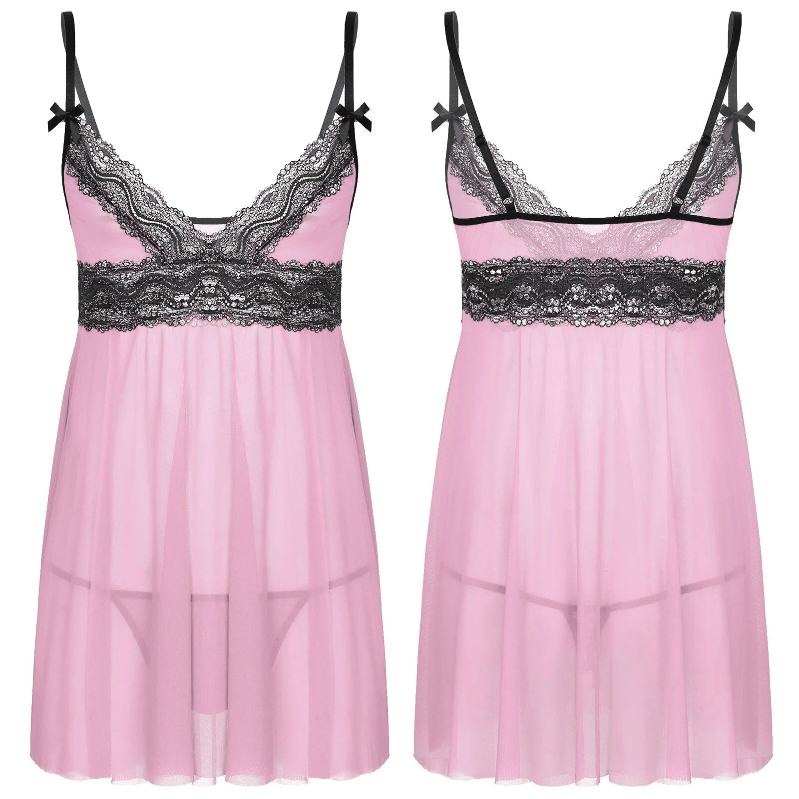 Mens Sissy Nightdress Pajamas Crossdress Nightwear Lingerie Set Sleepwear