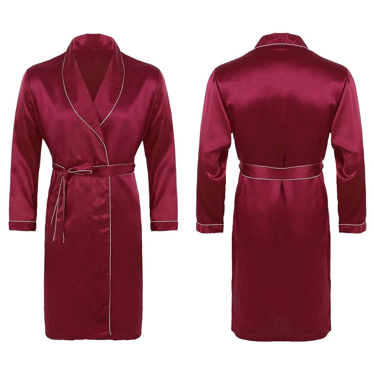 Men Silk Satin Pajamas Set Shirt Top Shorts Pants Long Robe Sleepwear Nightwear