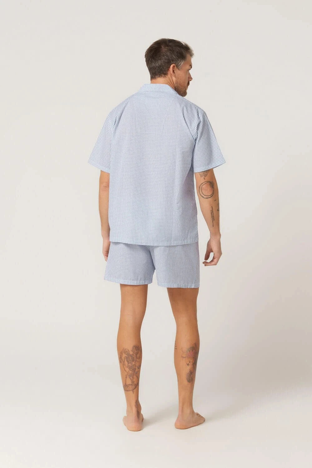 Mens Lynx Sizes S-7XL Blue Cotton Blend Short Sleeve Pyjama Set Pjs - OGB