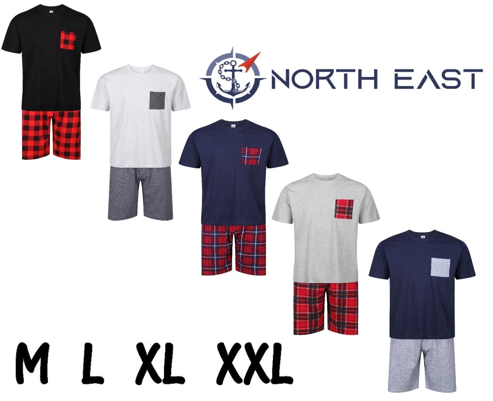 Mens Short Pyjamas PJ Set Premium Sleep Lounge Tartan Check Nightwear M-XXL New