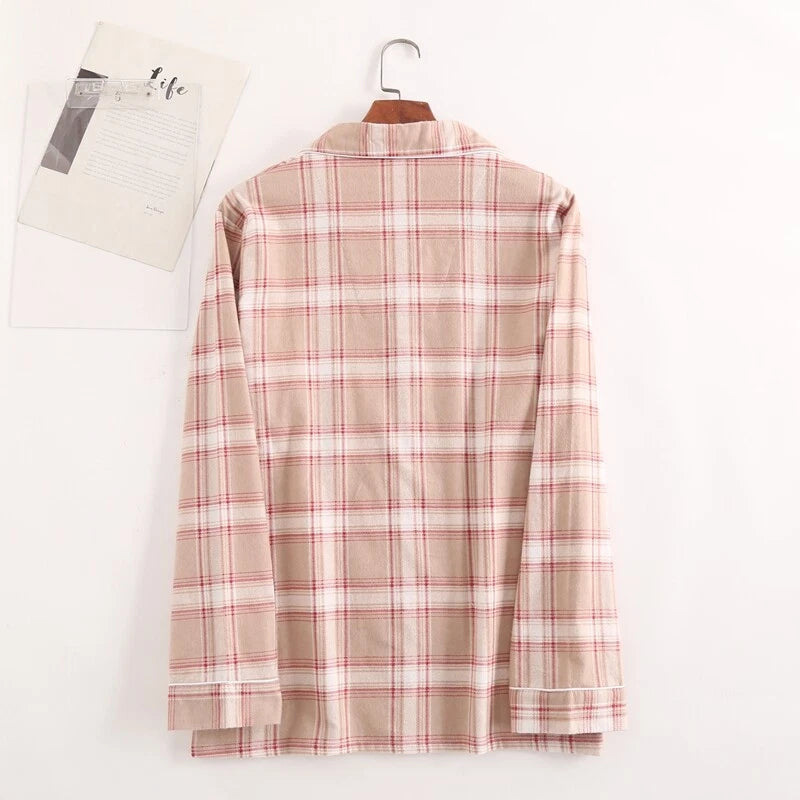 Men's Pajamas Set 100% Cotton Sleepwear Long Sleeve Button Top Pants Nightwear