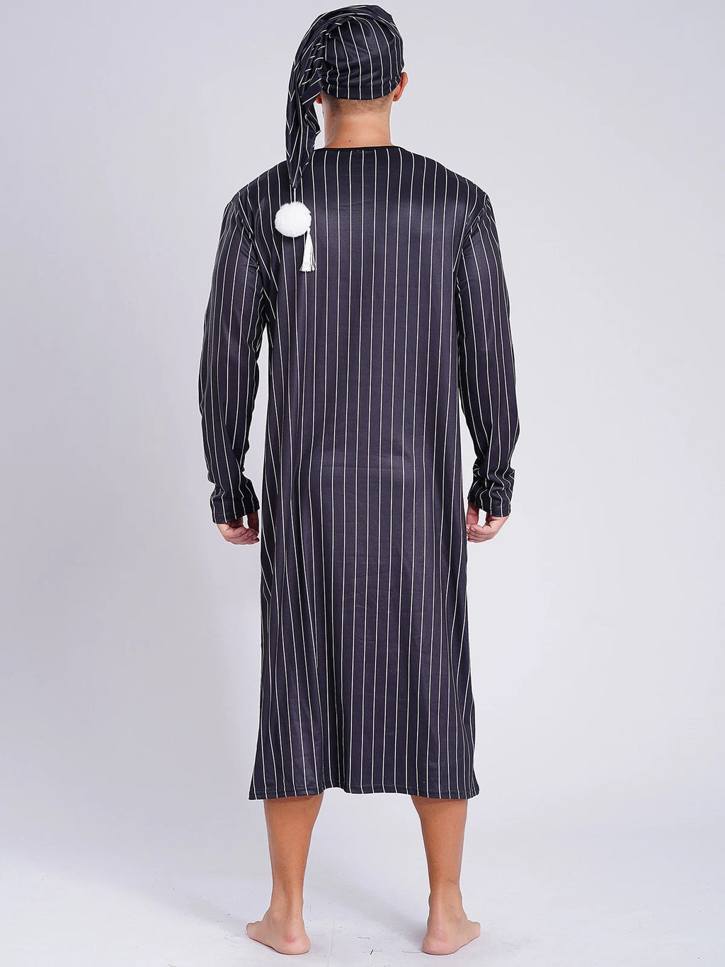 Mens Nightwear Halloween Nightgowns Plaid Pajamas Pompom Loungewear Nightshirt