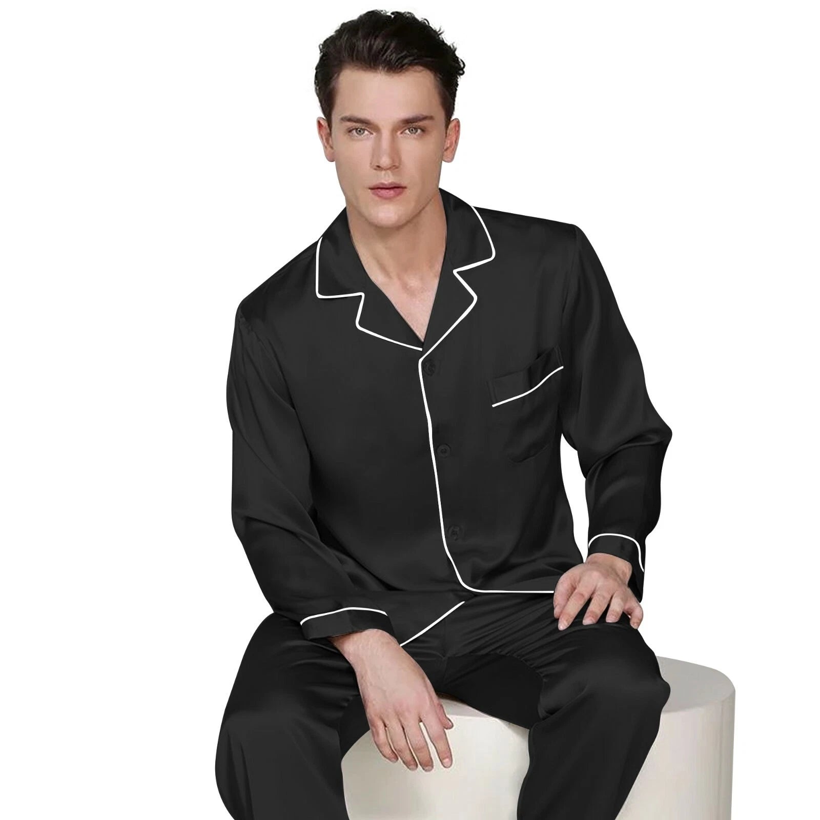 Mens Silk Satin Pajama Set - Top and Bottom  ** Great Gift  Idea  **