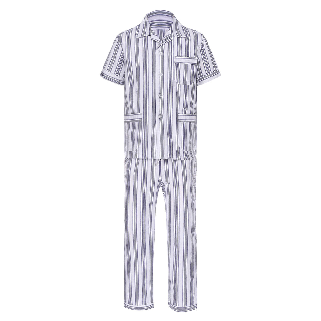 Mens Homewear Button Down Pajama Set Trousers Sleepwear Dailywear Lightweight