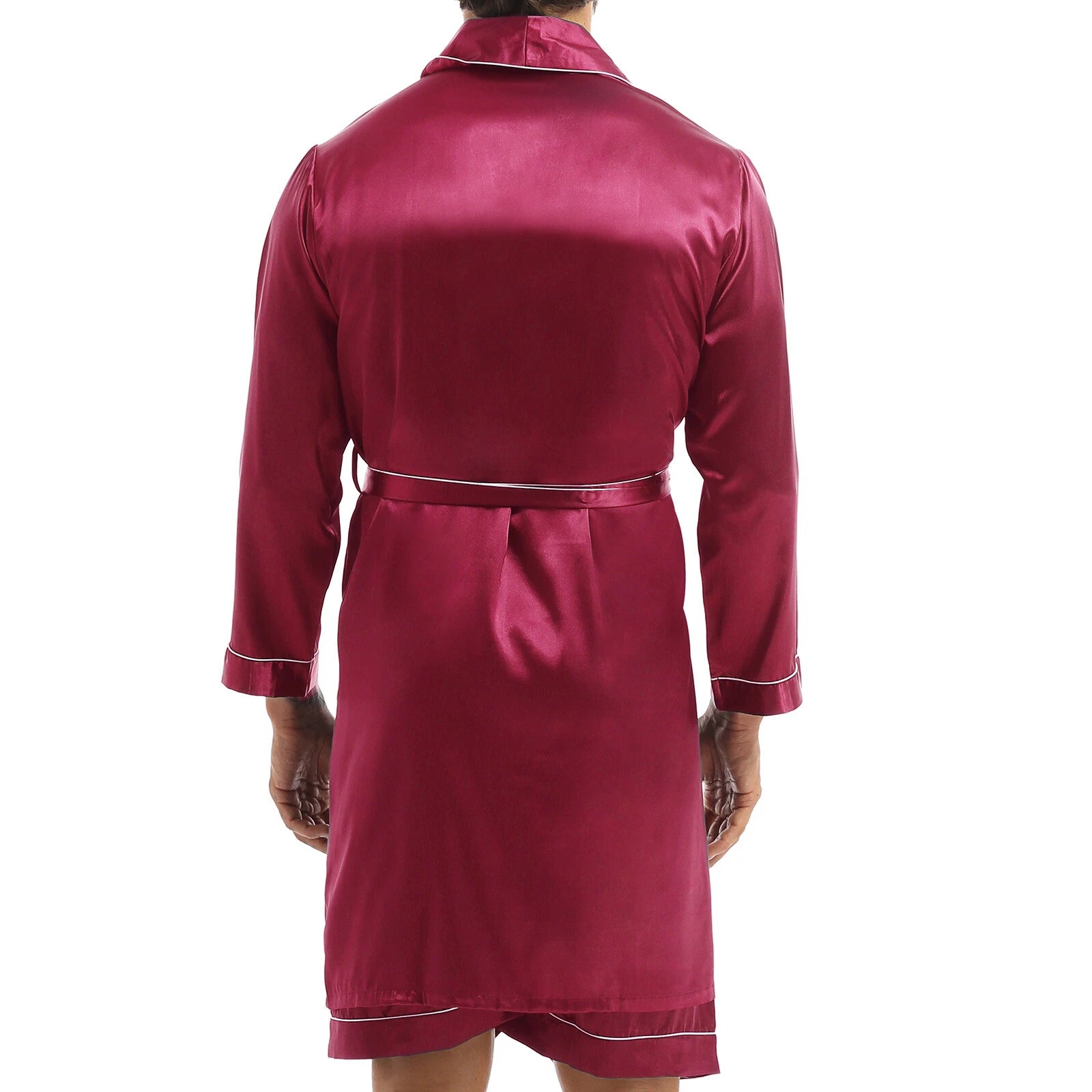 Men's Pajamas Set Soft Satin Homewear Ice Silk Bathrobes Sleepwear Nightwear