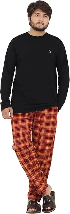 Mens Checked Pyjama Set Lounge Top Pants PJs Pajamas Nightwear UK S-3XL