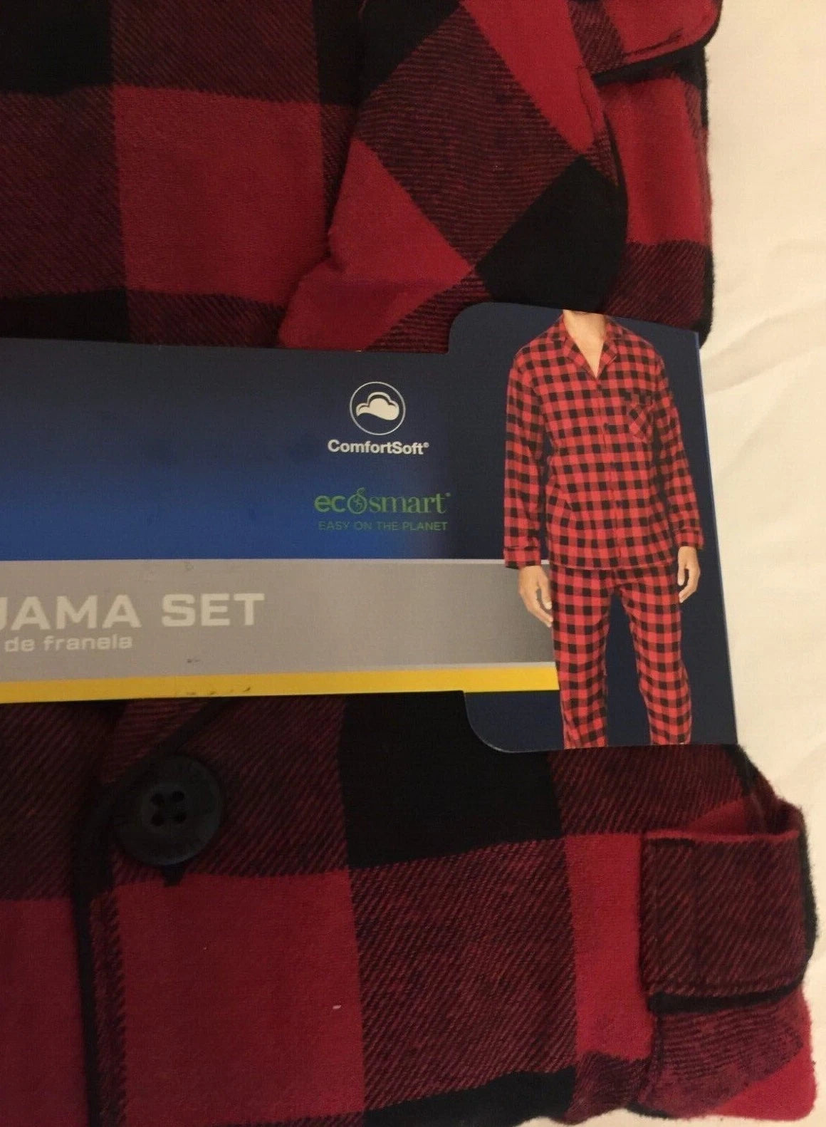 NWT Men's Hanes Flannel RED / BLACK Gray Plaid L/S Pant Set Pajamas PJs Cotton