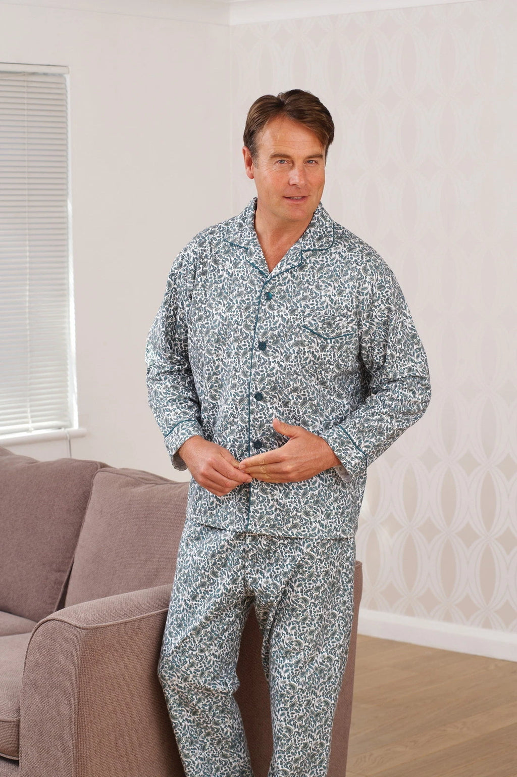 Mens Champion Paisley Brushed Cotton Pyjama Set Sizes S up to 3XL