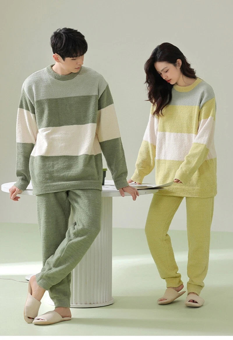 Men's Women Sleepwear Couples Sport Outdoor Warm Winter Comfortable Pajamas Set