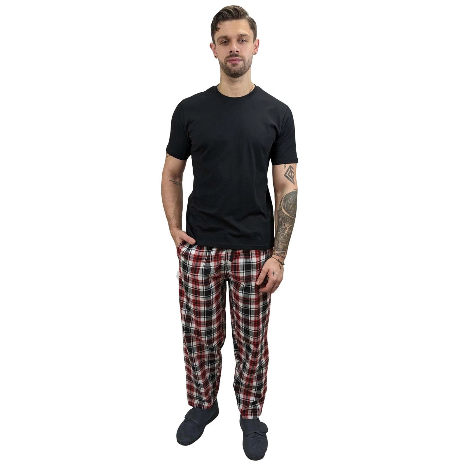 Pyjama SET Mens Cotton Top & Pant Lounge Pockets Sleep 2 Piece PJS Summer M/4XL