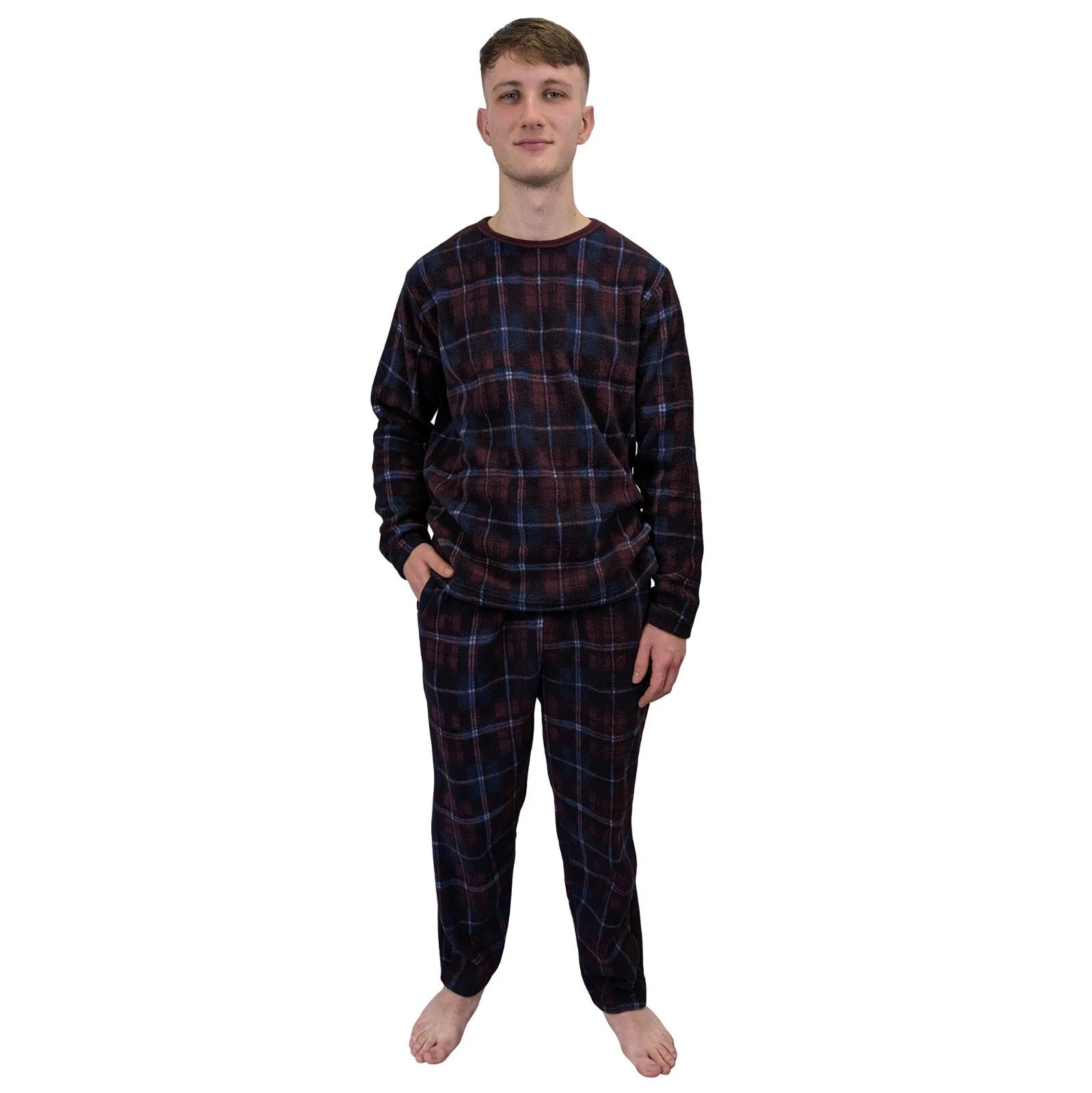 Men's Pyjama Set Fairisle Comfort Fleece Design PJS Soft Warm 2 PC S-4XL L/S PJ