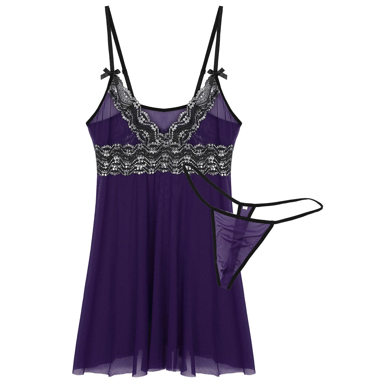 Mens Sissy Nightdress Pajamas Crossdress Nightwear Lingerie Set Sleepwear