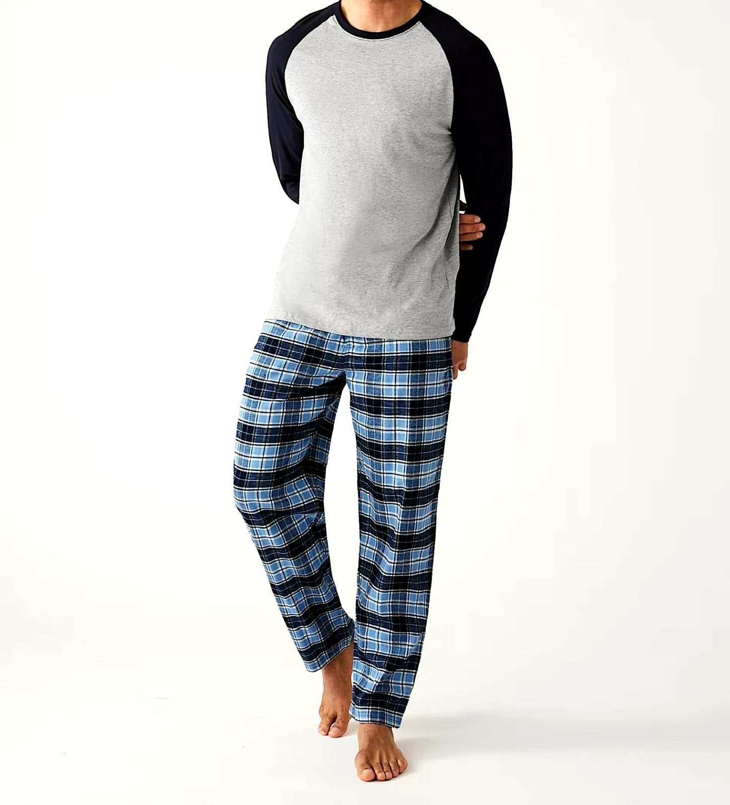 M & S Mens Pure Cotton Brushed For Warmth Pyjamas Loungewear Top & Long Pants
