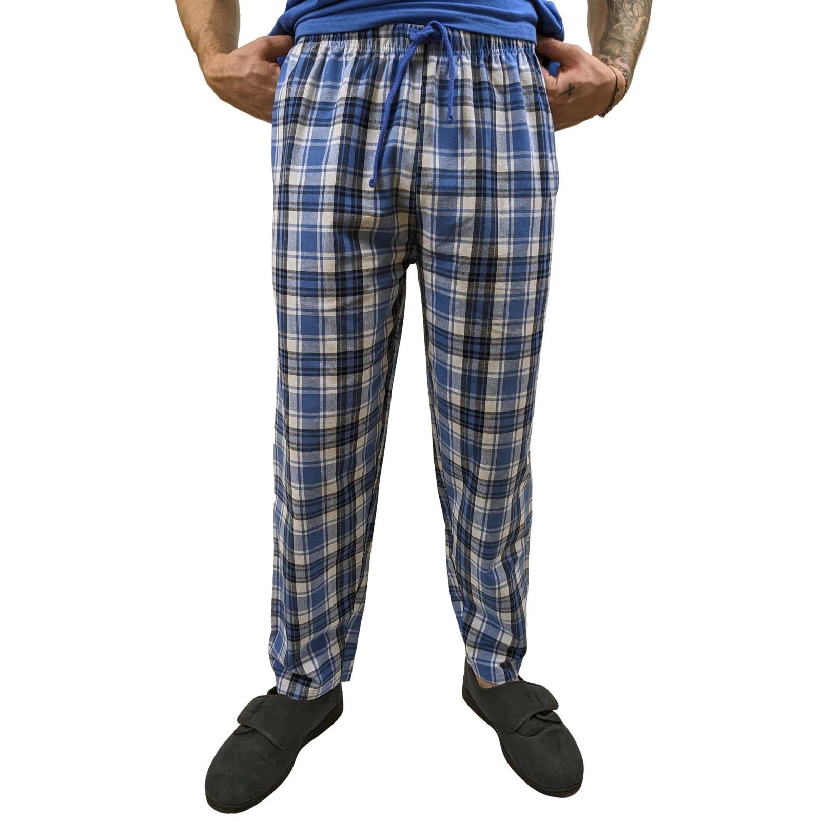 Pyjama SET Mens Cotton Top & Pant Lounge Pockets Sleep 2 Piece PJS Summer M/4XL