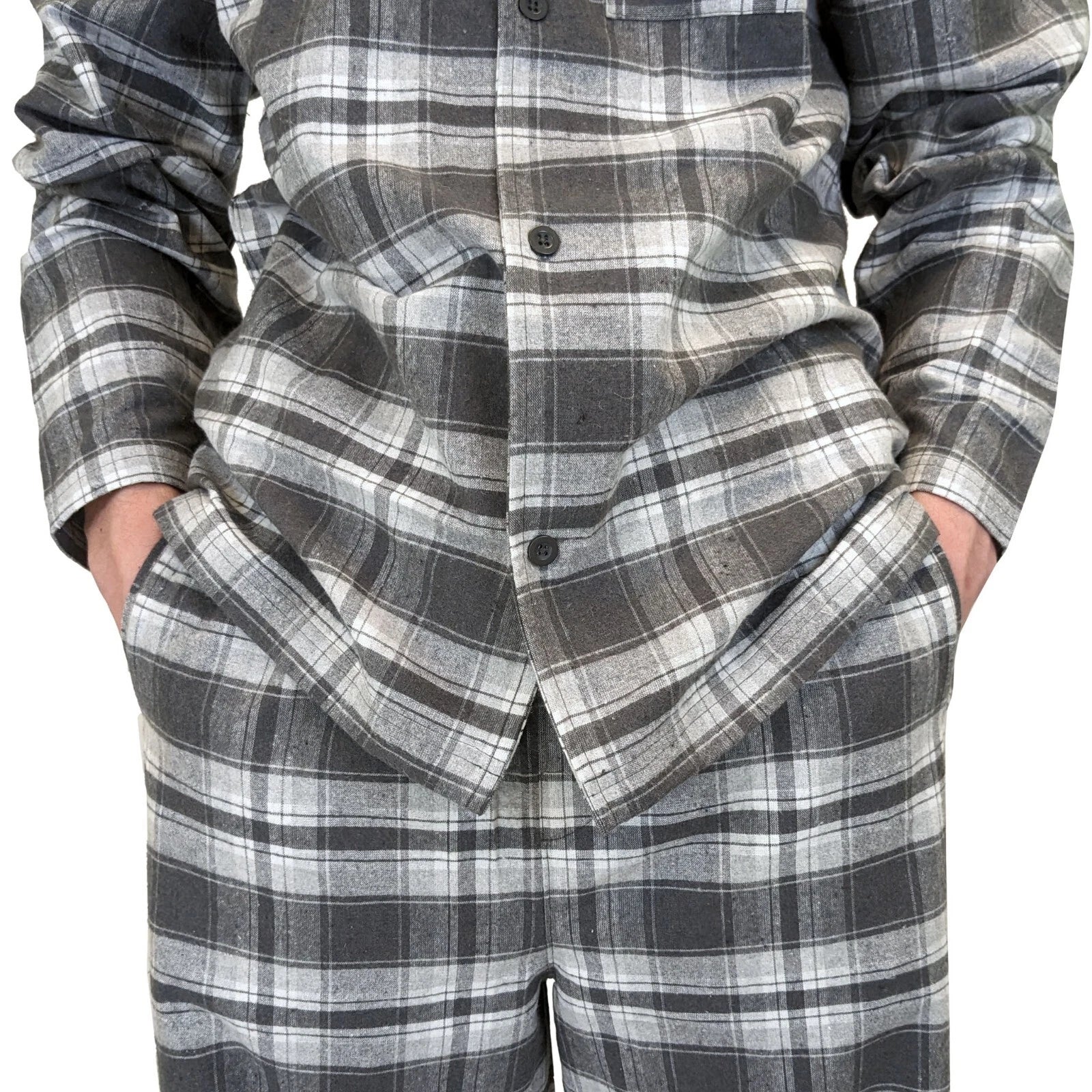 Mens Pyjamas Flannel/Brush Cotton Warm PJ Pyjama Set PJS Sizes S-4XL Nightwear