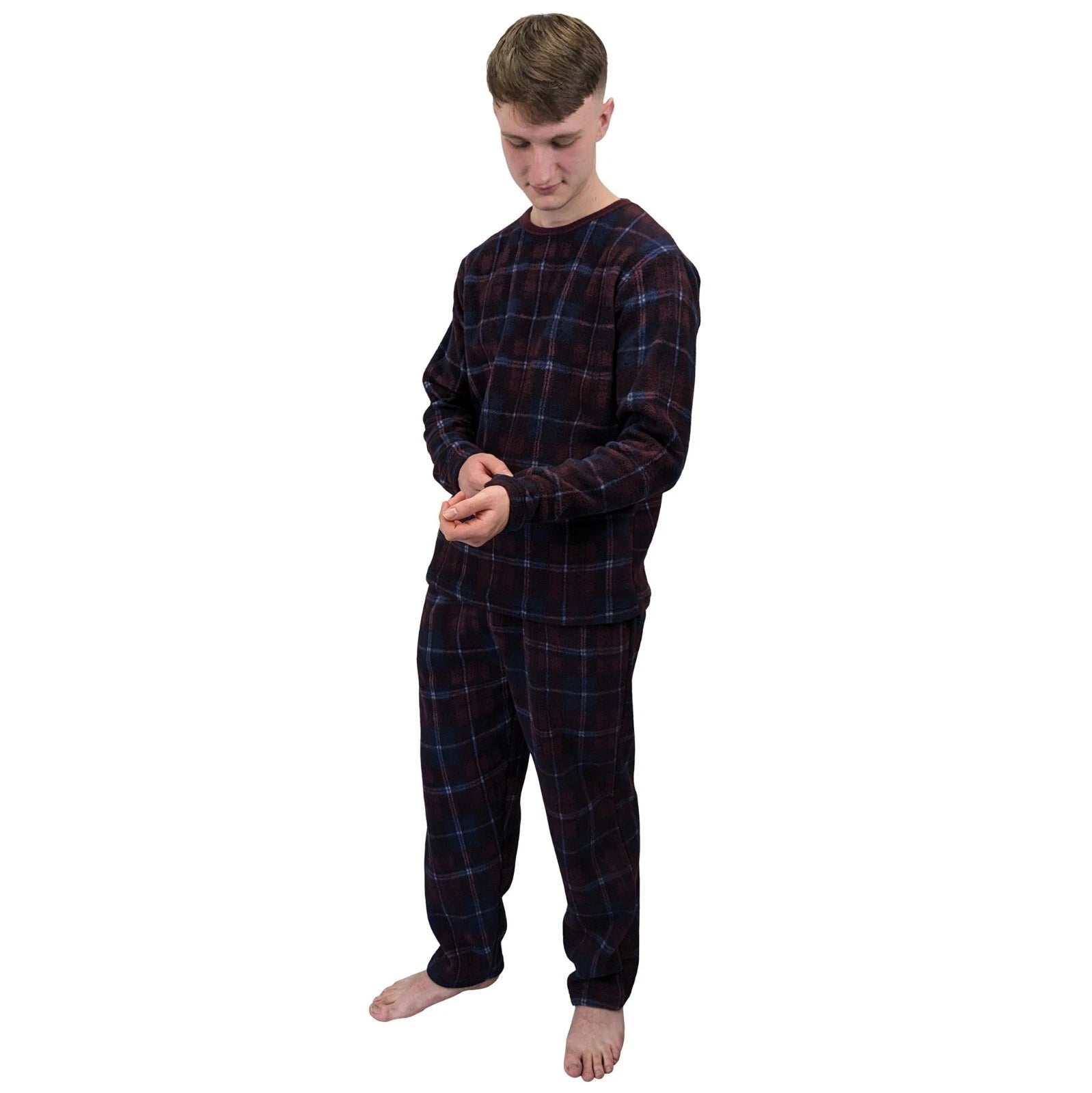 Men's Pyjama Set Fairisle Comfort Fleece Design PJS Soft Warm 2 PC S-4XL L/S PJ