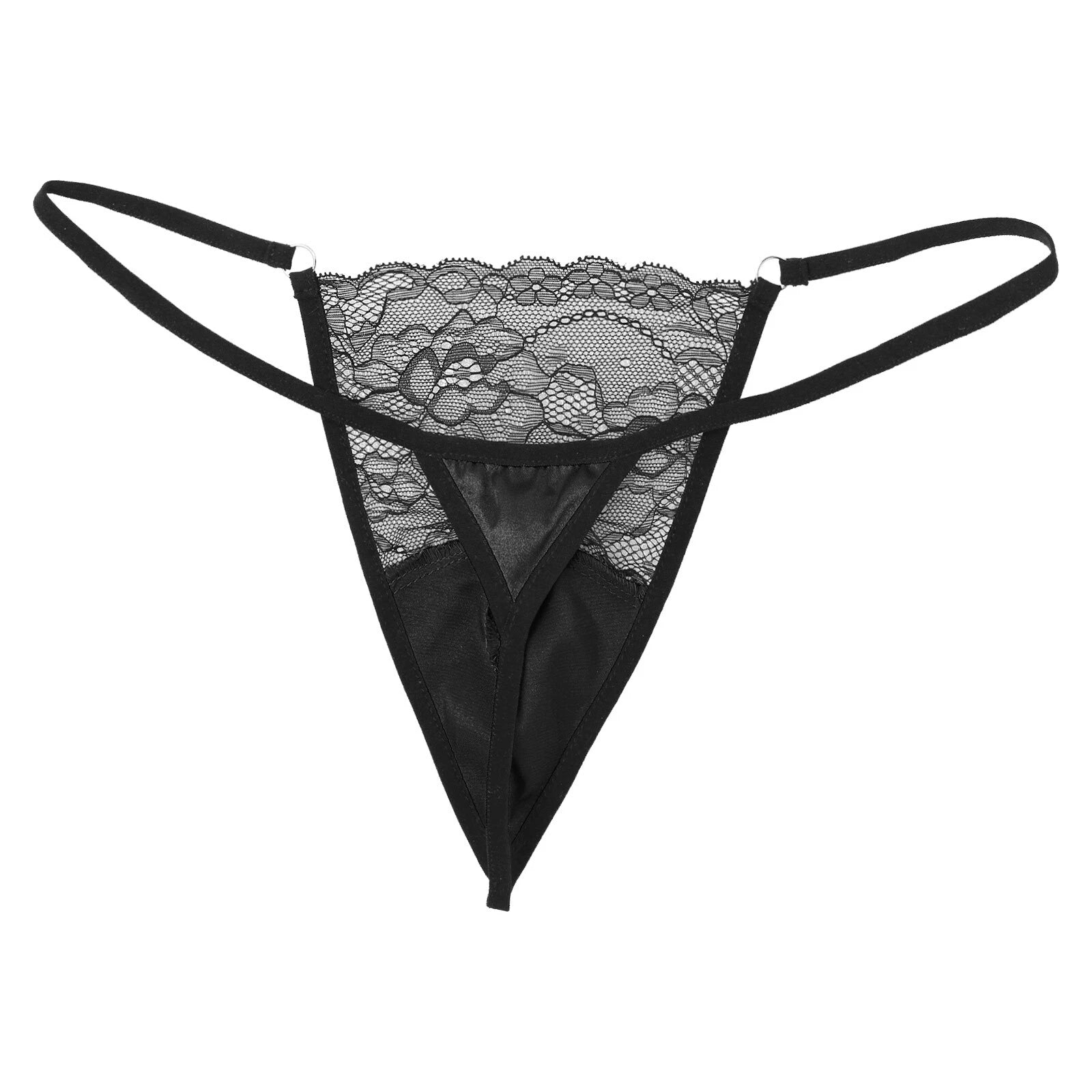 Men Ruffled Lingerie Set Cami Straps Bandeau Bra Thong 2Pcs Crossdresser Pajamas