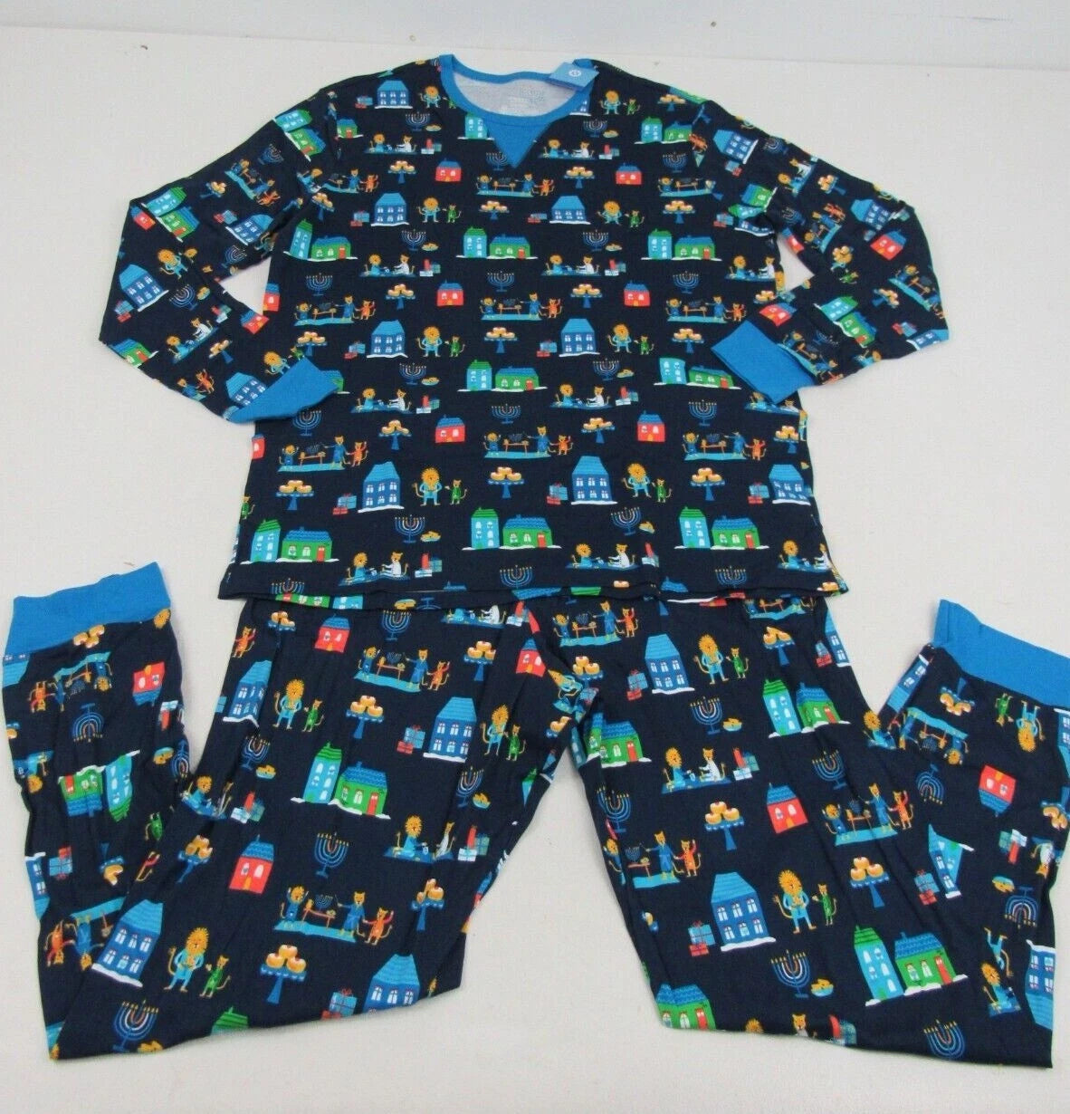 Target Mens Blue 2-Piece Long-Sleeve Lion Pajama Set