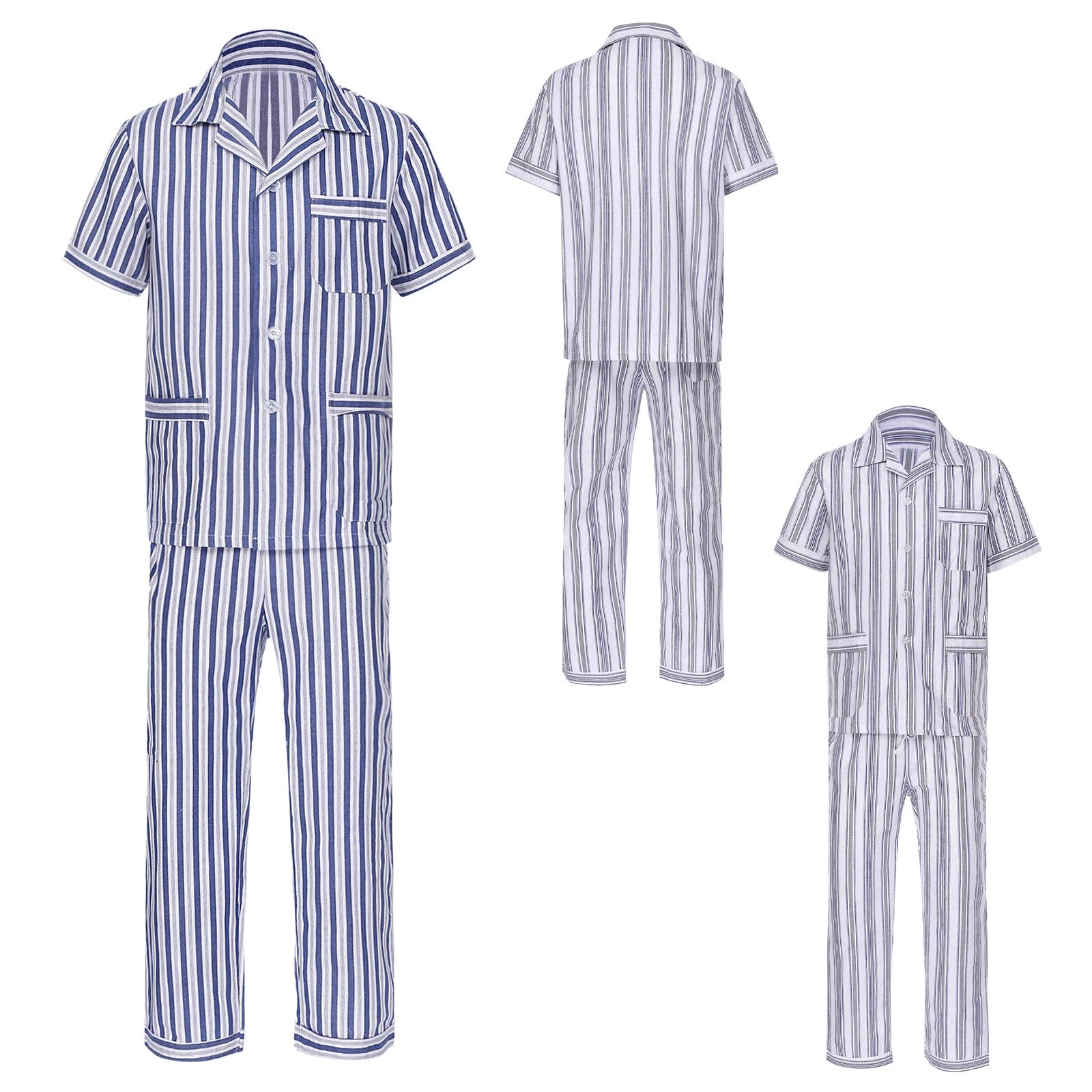Mens Homewear 2pcs Pajama Set Sleep Sleepwear Shirt Nightgown Button Down Suits