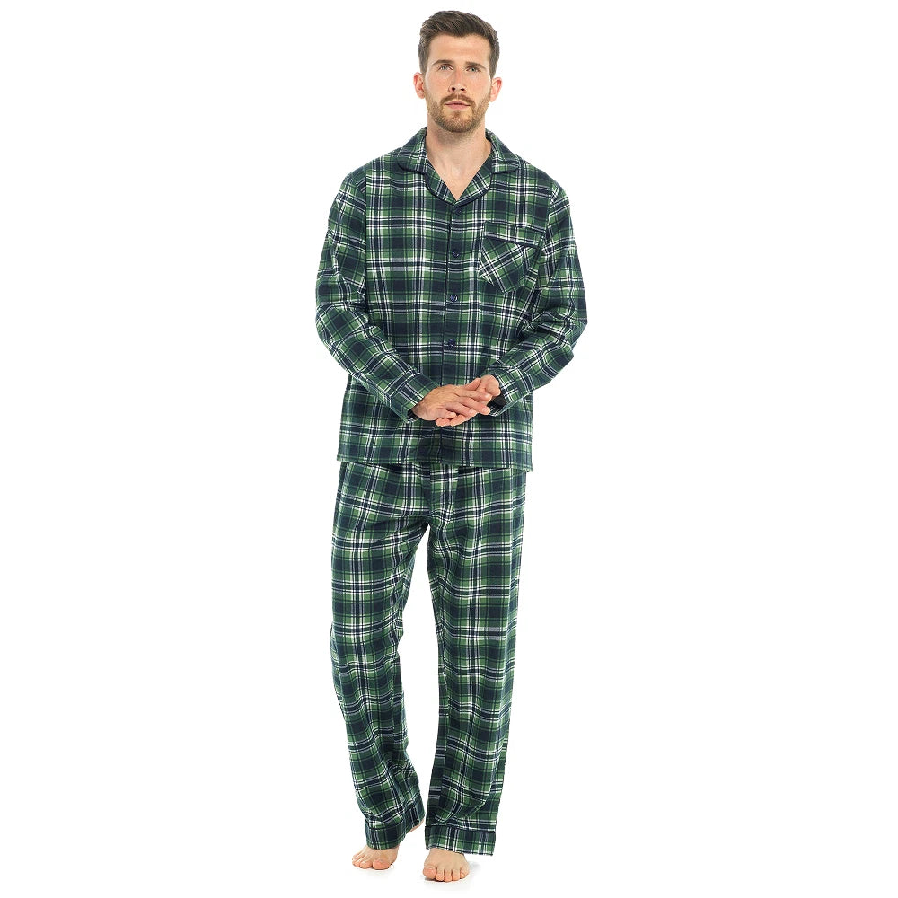 Mens BRUSHED Cotton PYJAMAS Set Winter Warm Traditional 100% Cotton FLANNEL PJs