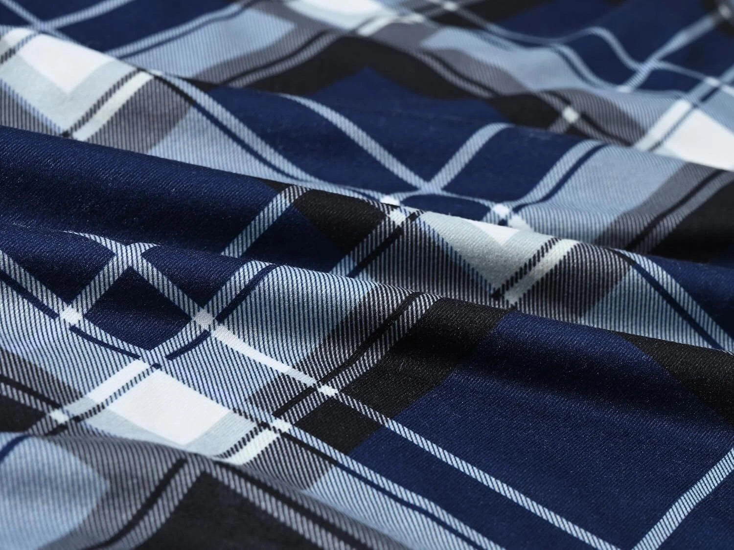 Men's Sleepwear Lounge Shorts 100% Cotton Plaid Pajama Bottoms Button Fly 3 Pack