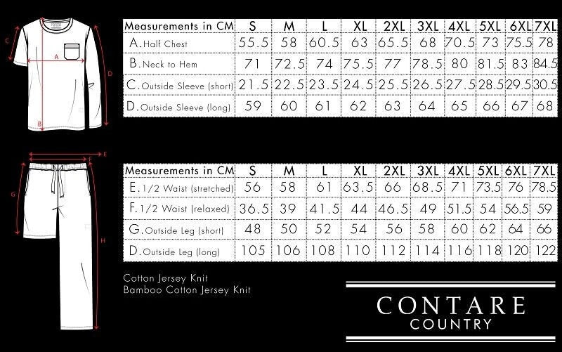 Mens Contare Sizes S-7XL Grey Black Bamboo Cotton Long Sleeve Pyjama Set Pjs