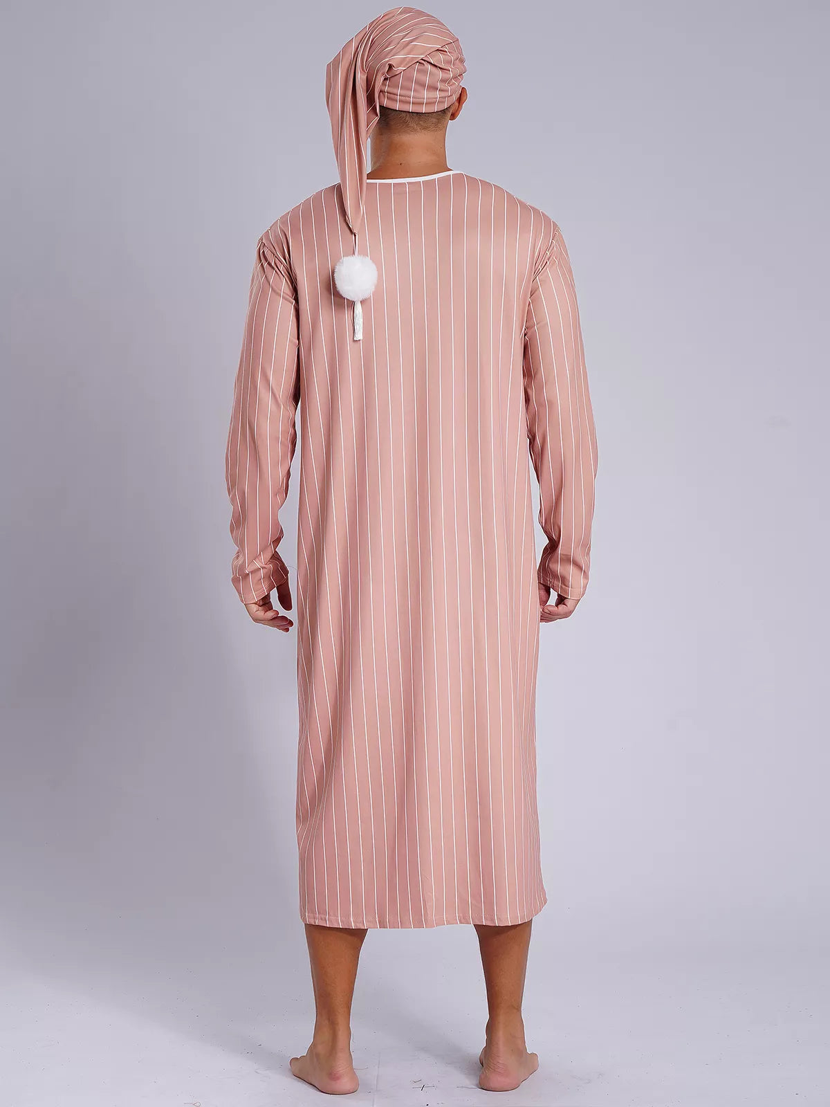 Mens Pajamas Loose Fit Nightgowns Round Neck Nightwear Saudi Sleepwear Arab Up