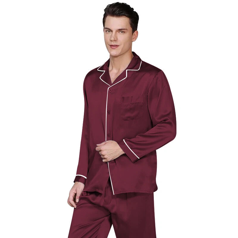 Mens Silk Satin Pajama Set - Top and Bottom  ** Great Gift  Idea  **