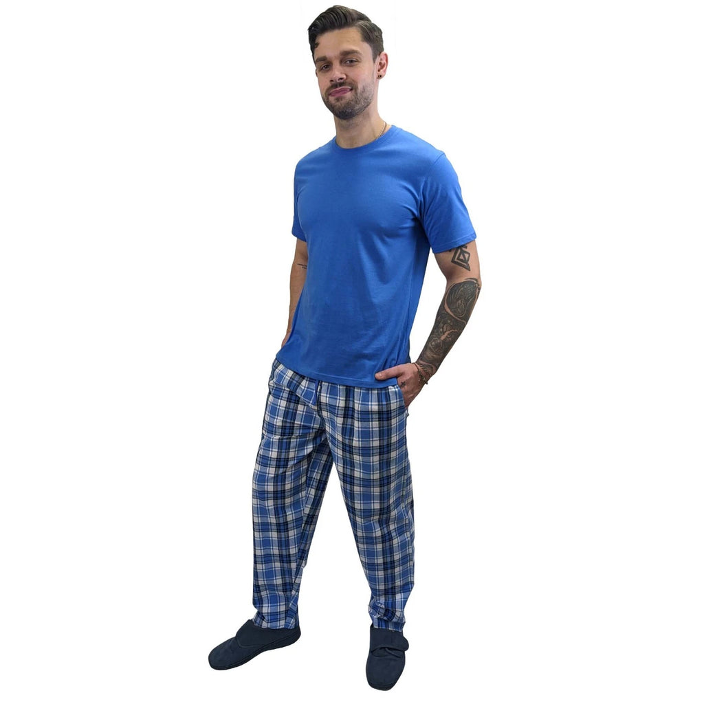 Pyjama SET Mens Cotton Top & Pant Lounge Pockets Sleep 2 Piece PJS Summer M/4XL