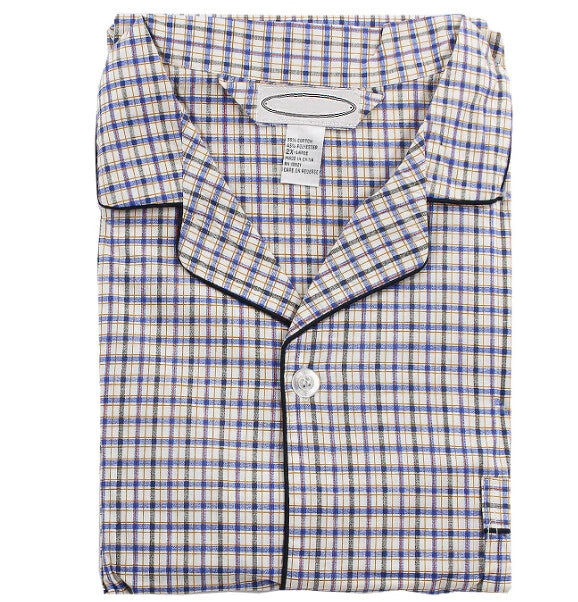 Men's Cotton Blend Button Up 2 Piece Sleepwear Pajama Set