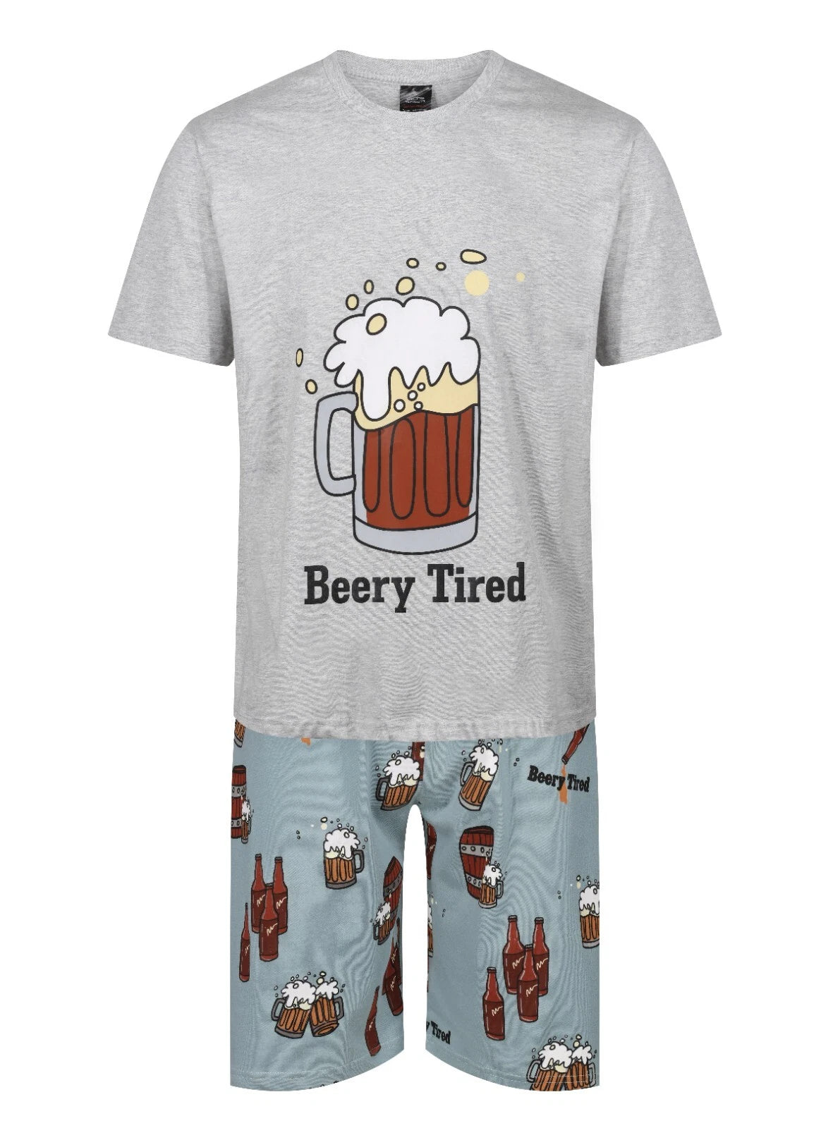 Mens Short Pyjamas Novelty Funny Beer Theme Night Lounge Sleep PJ Sets M-2XL
