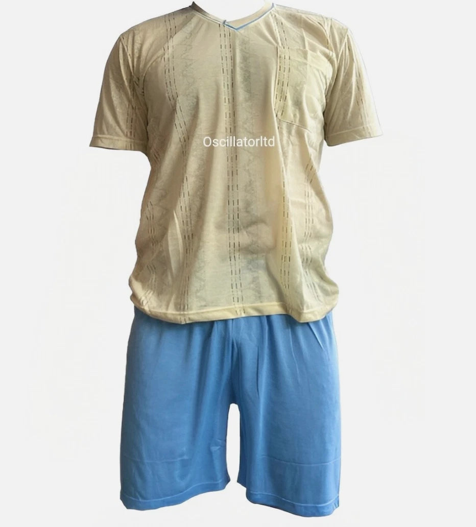 SUMMER Mens Pyjamas Shorts Set Nightwear Pjs Short Sleeve Loungewear Cotton Cool